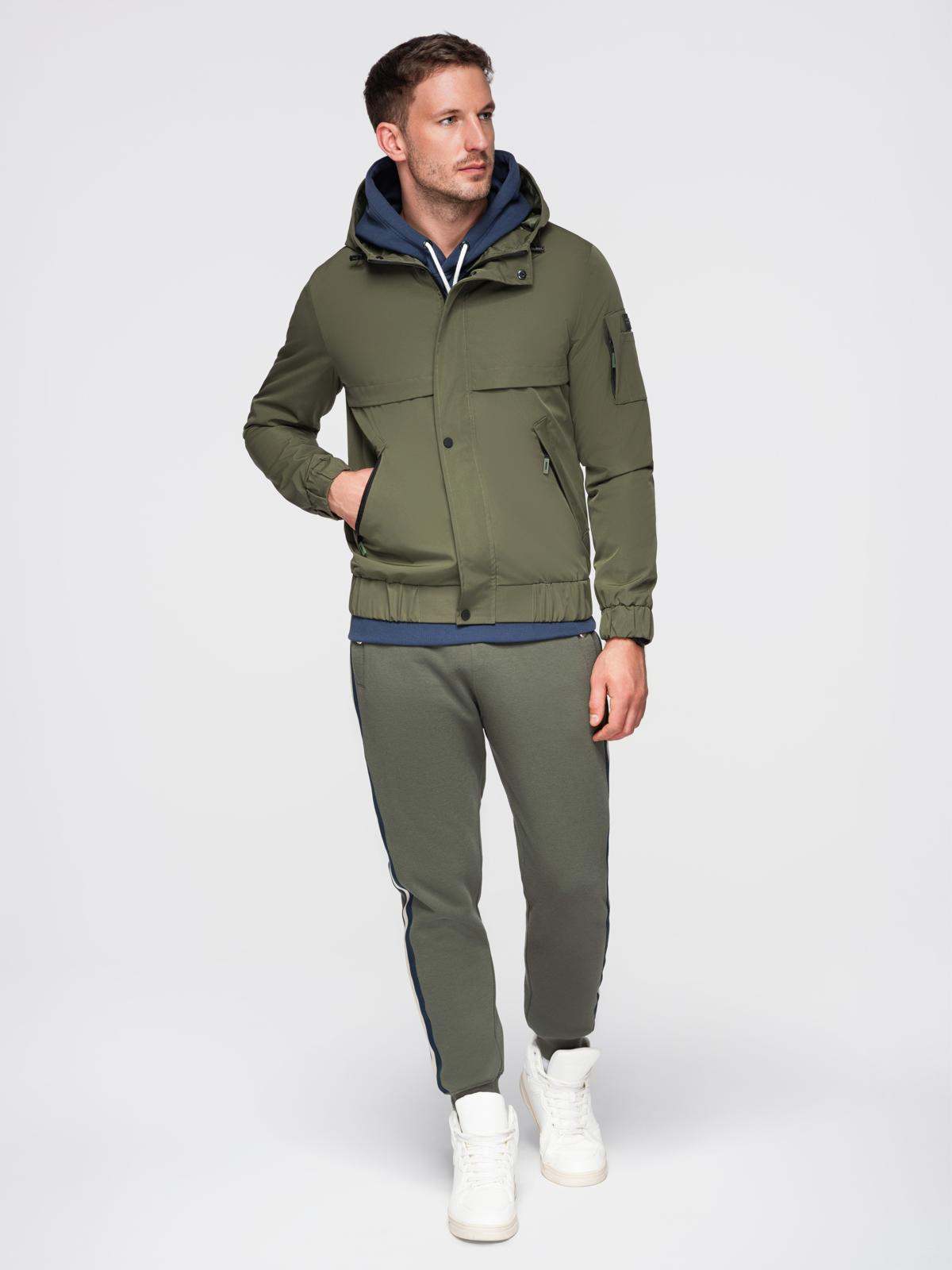 Ombre Men&#039;s functional transitional jacket with hood - olive