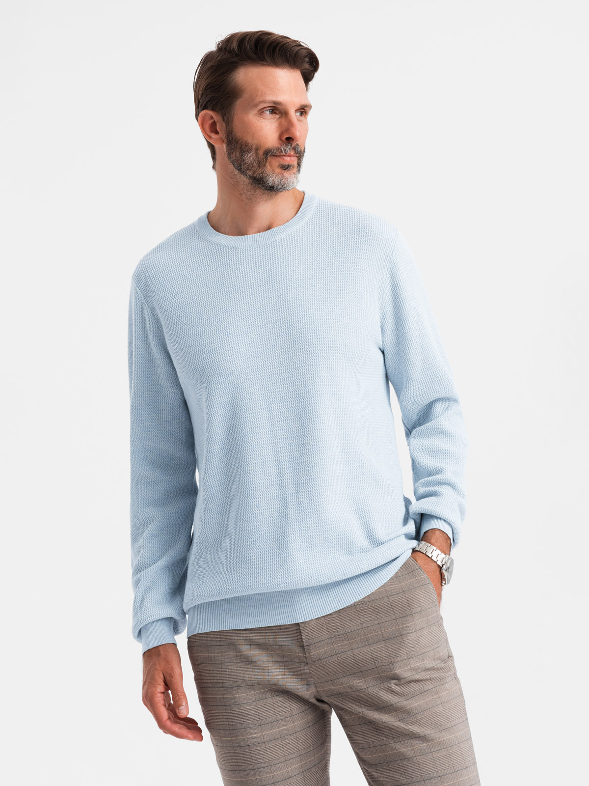 Ombre Men's mélange structured knit sweater - blue