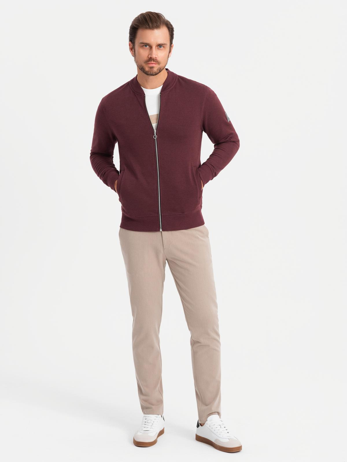 Ombre Unzipped cotton men&#039;s sweatshirt bomber - maroon