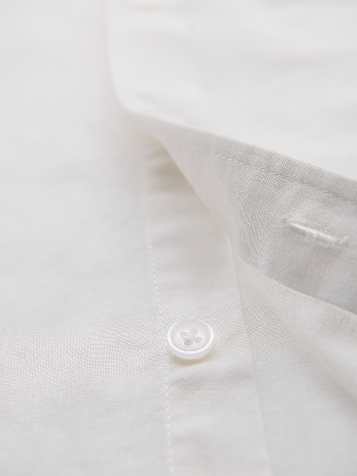 Ombre Men's short-sleeved linen-cotton shirt with pocket - broken white