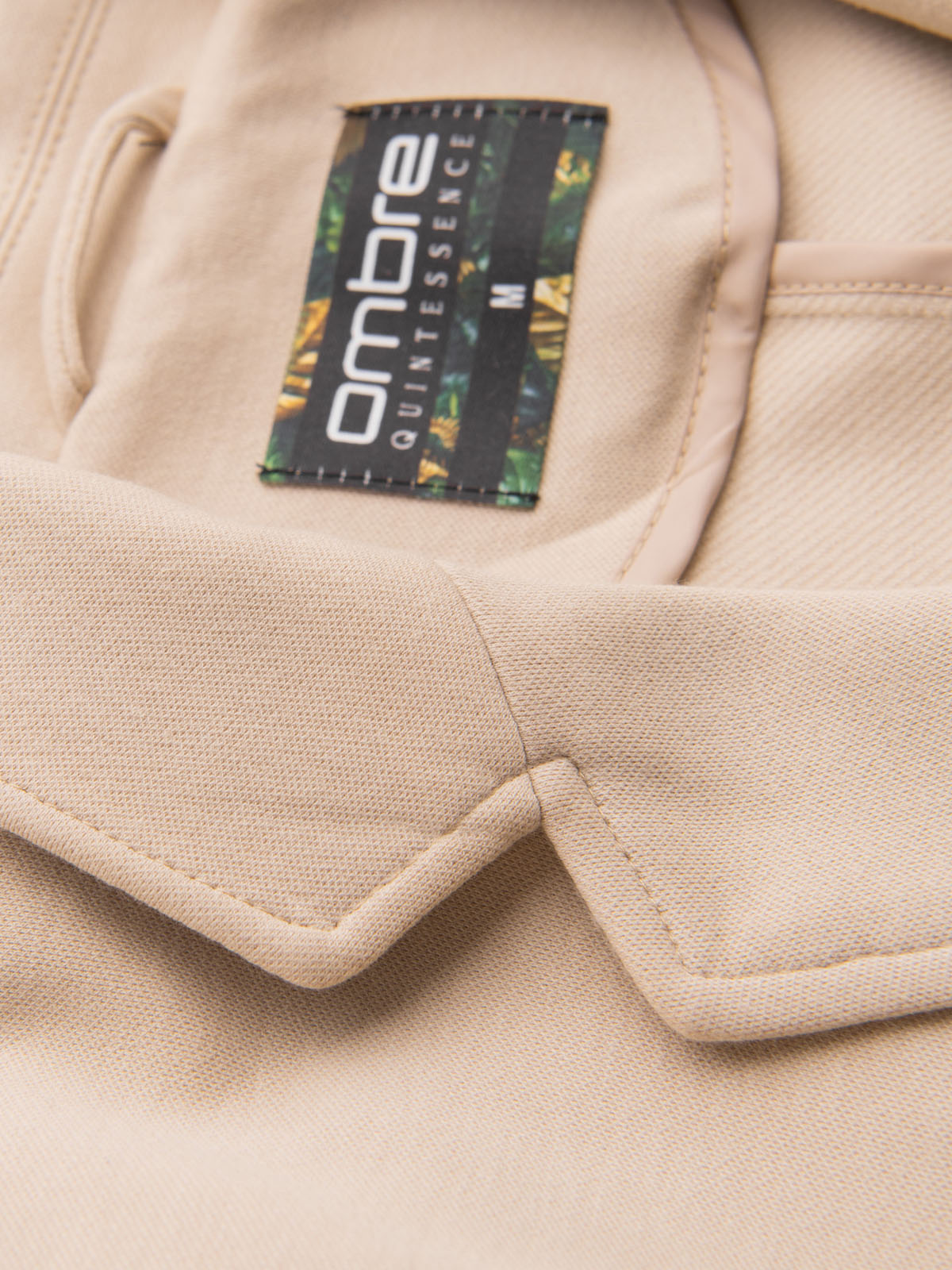 Ombre Men&#039;s SLIM knit jacket with subtle texture - beige