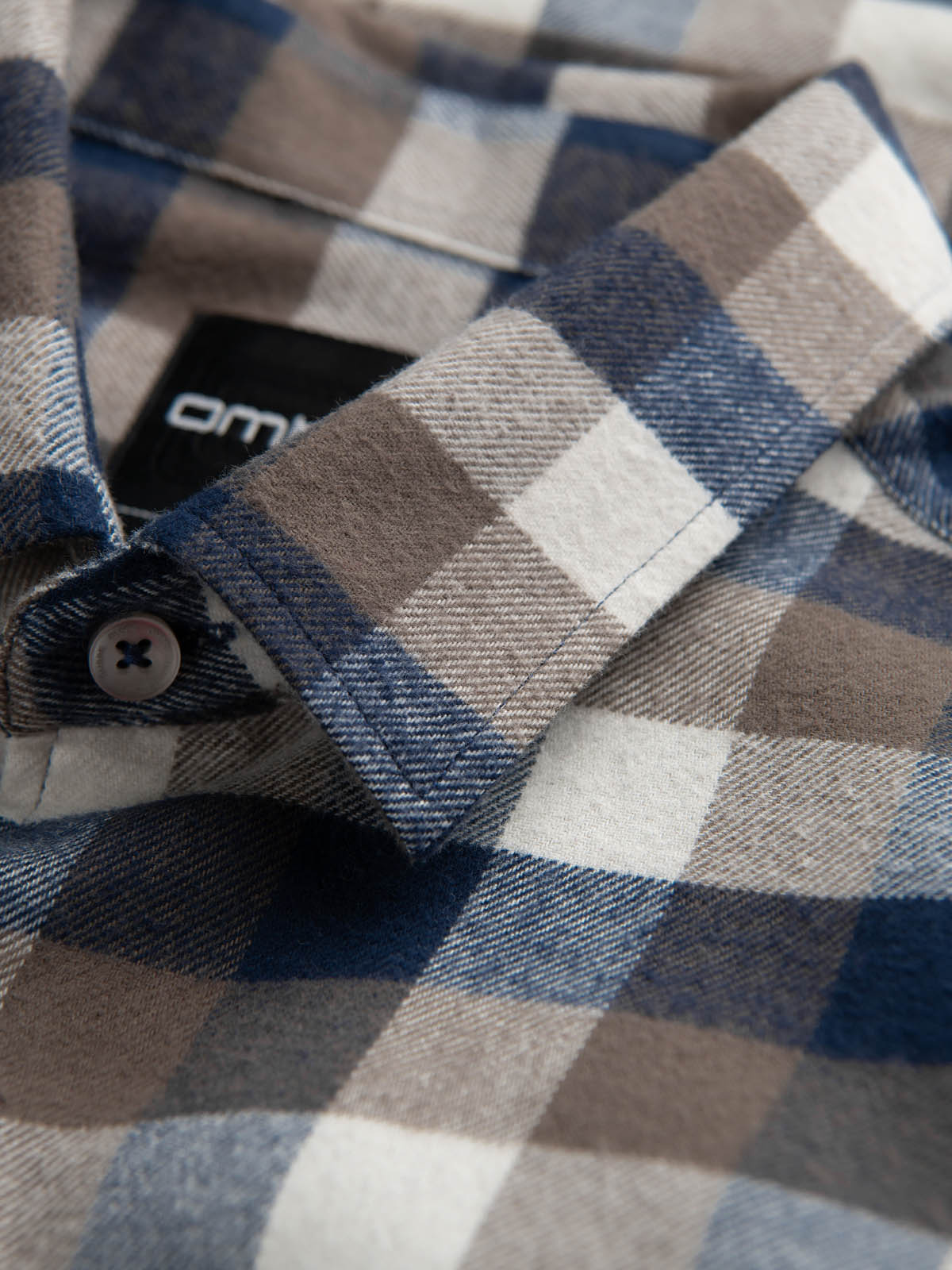 Ombre Classic men's flannel check cotton shirt - brown and navy blue