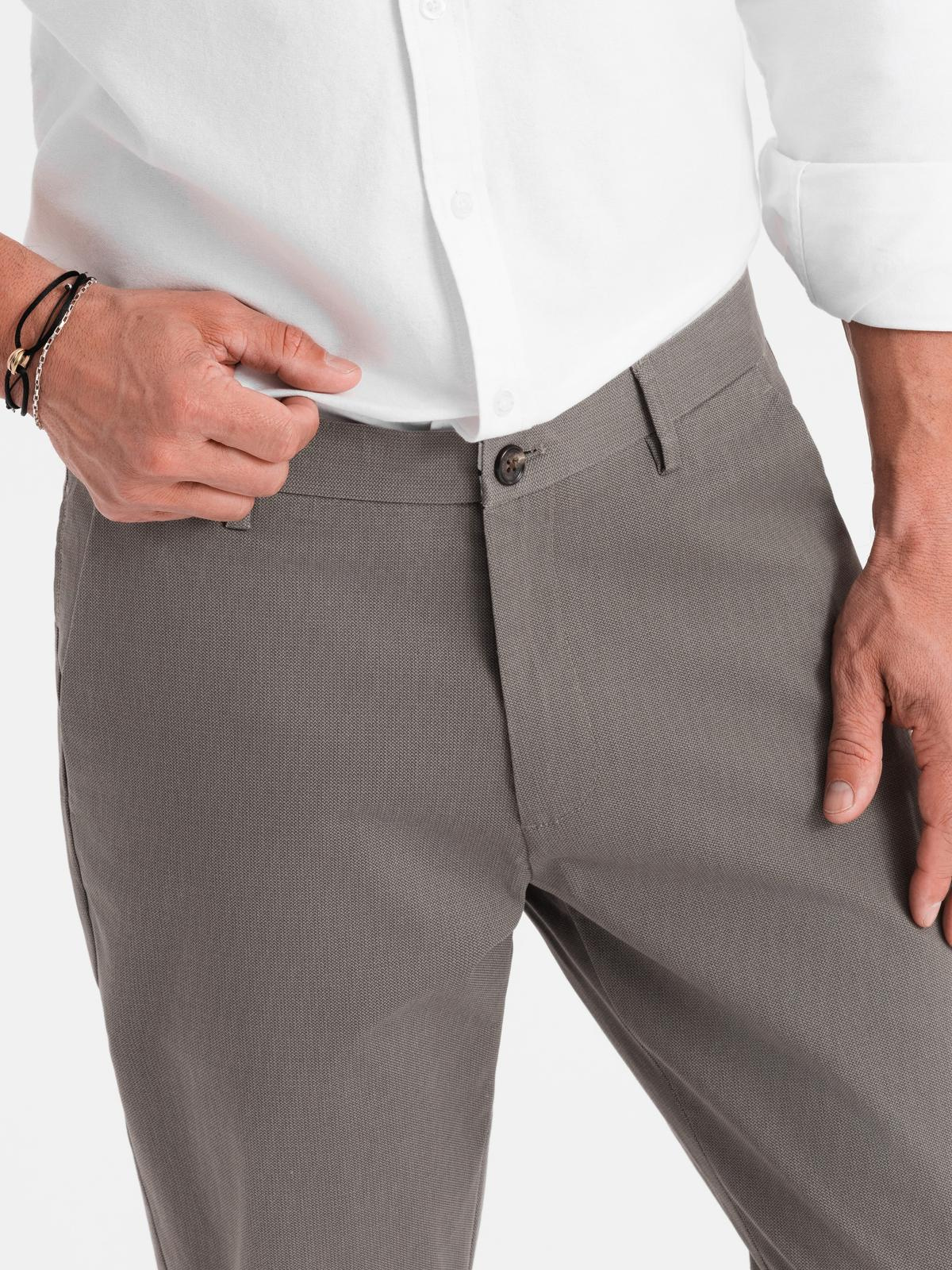 Ombre Men&#039;s REGULAR FIT chino pants with fine texture - gray
