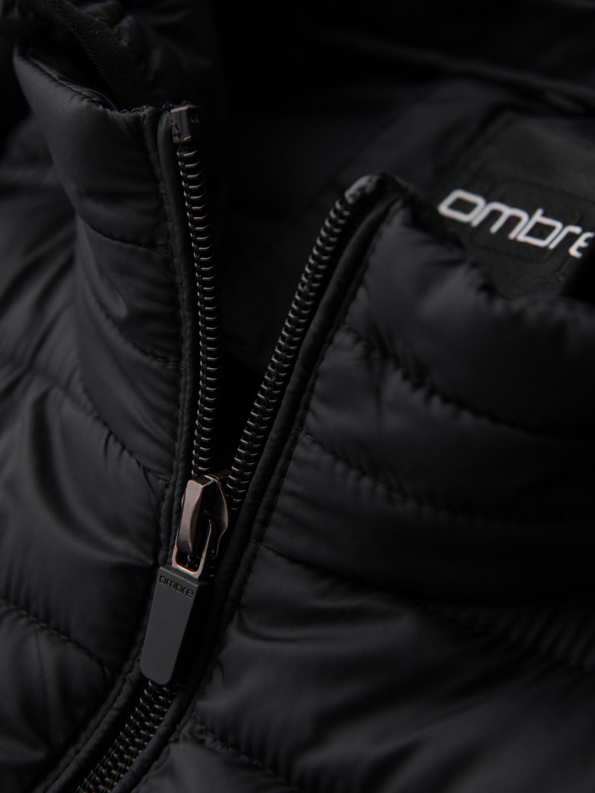 Ombre Classic men&#039;s quilted jacket with pouch option - black