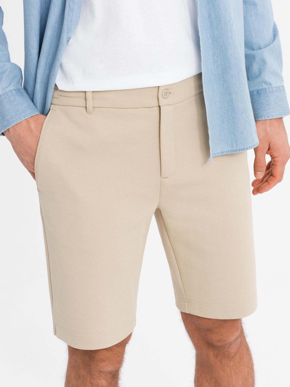 Ombre Men&#039;s structural knit SLIM FIT shorts - sand