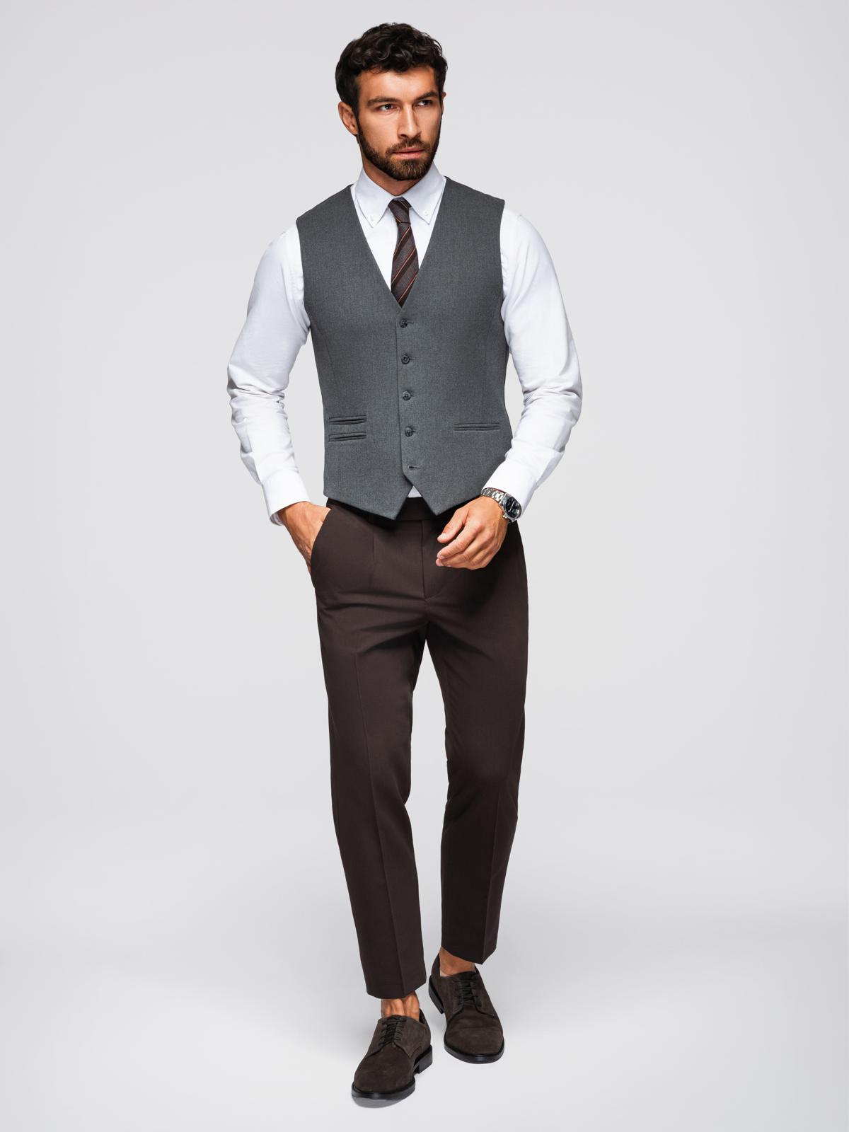 Ombre Men&#039;s suit vest with classic detailing and lining - graphite