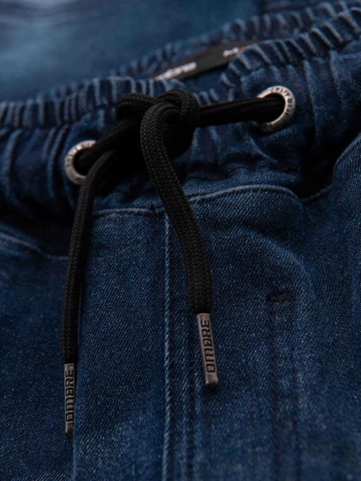 Ombre Men&#039;s denim jogger pants with rips and zippers - dark blue