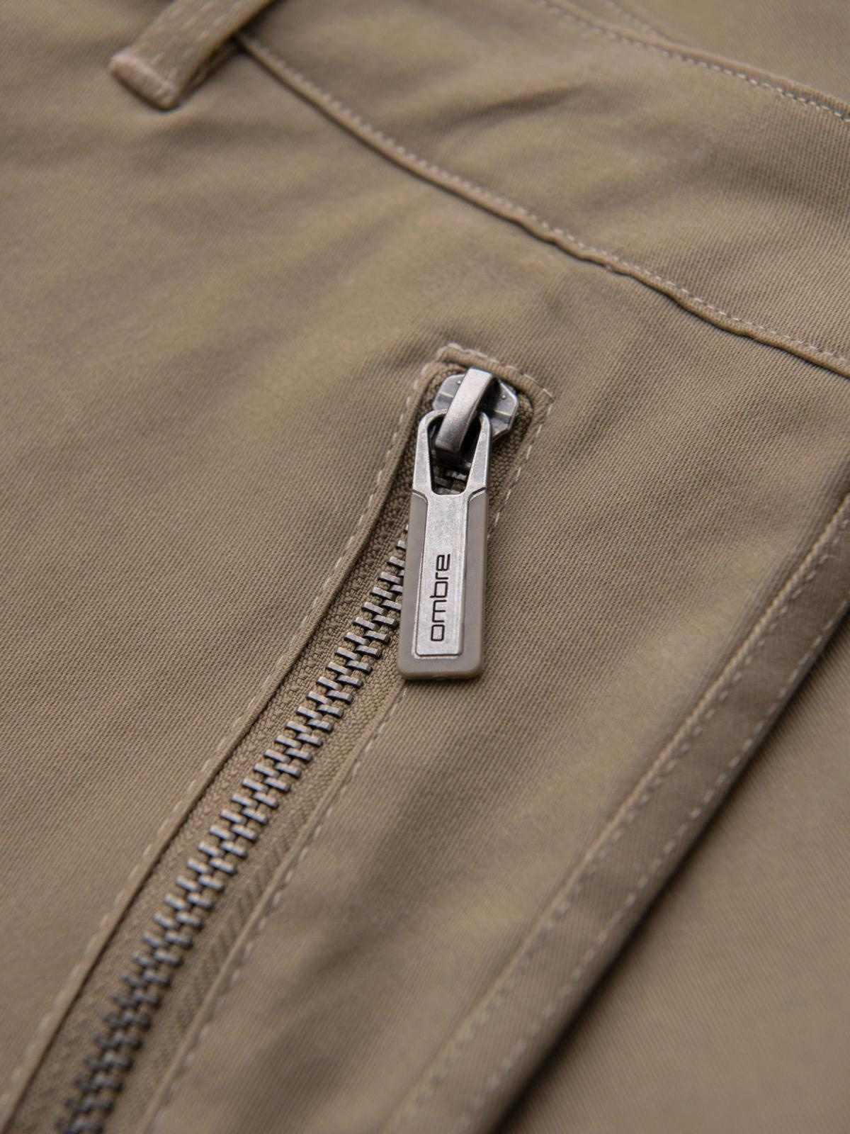 Ombre Men's cargo pants STRAIGHT LEG with zippered pockets - khaki