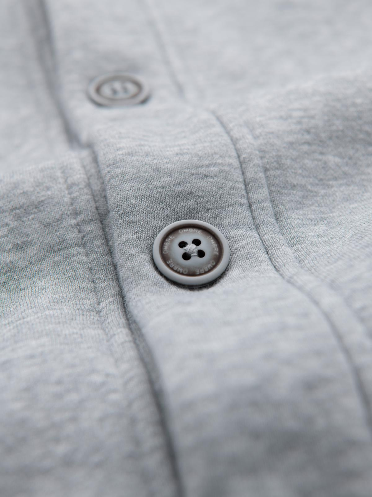 Ombre Men's button-down hooded sweatshirt - grey melange