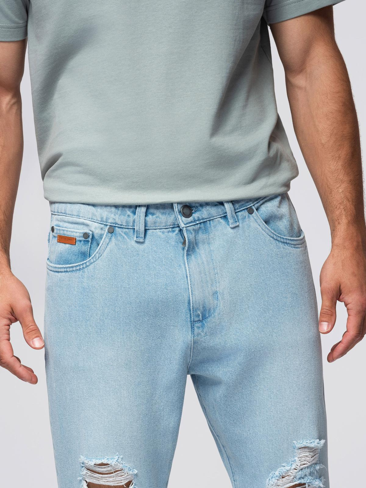 Ombre Men&#039;s CARROT FIT denim pants with rubbing - light blue