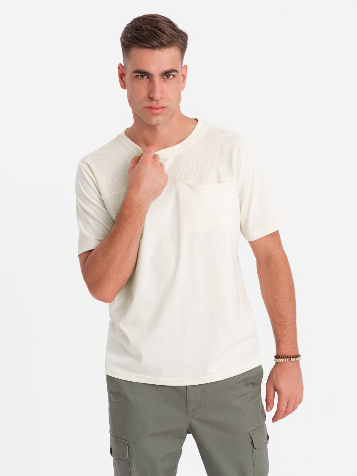 Ombre Men's LOOSE FIT pocket t-shirt - white