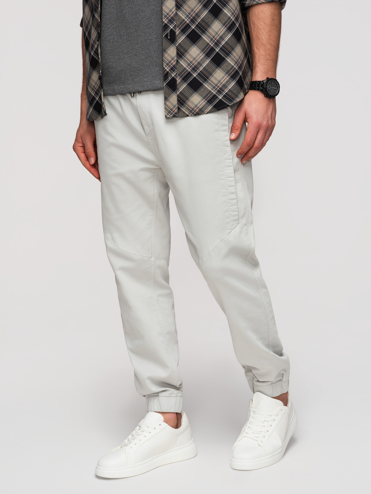 Ombre Men's knitted jogger trousers with leg stitching