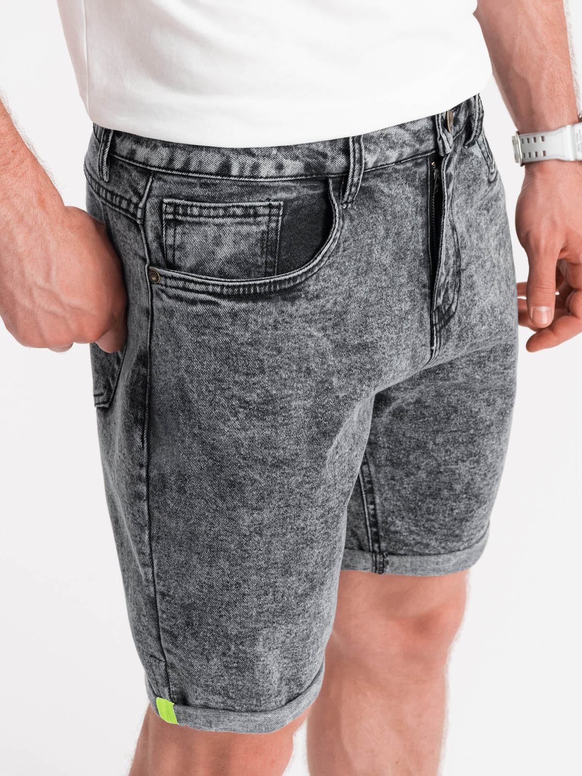 Ombre Men&#039;s denim marbled shorts - gray