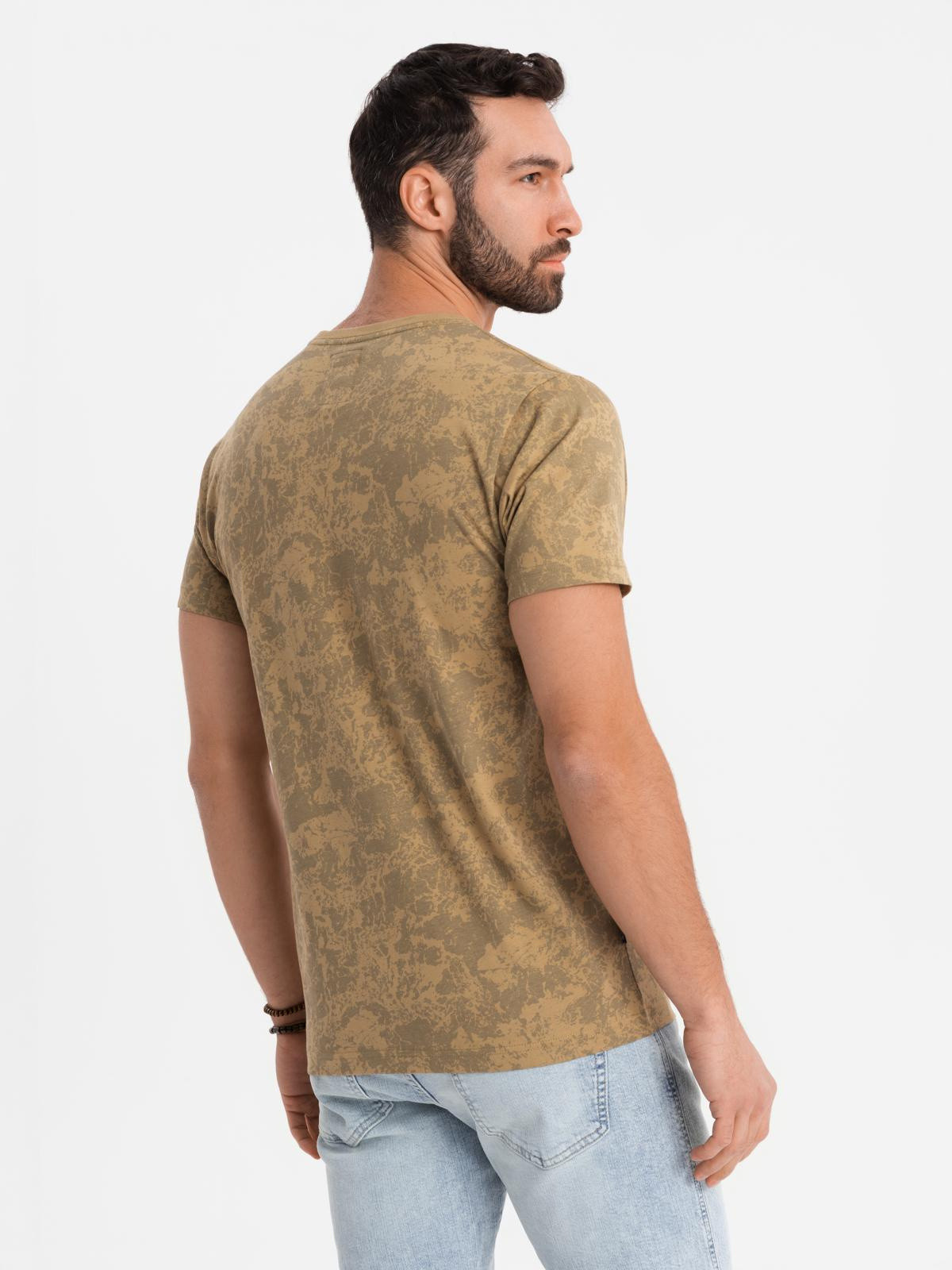 Ombre Men's patterned cotton short-sleeved T-shirt - olive