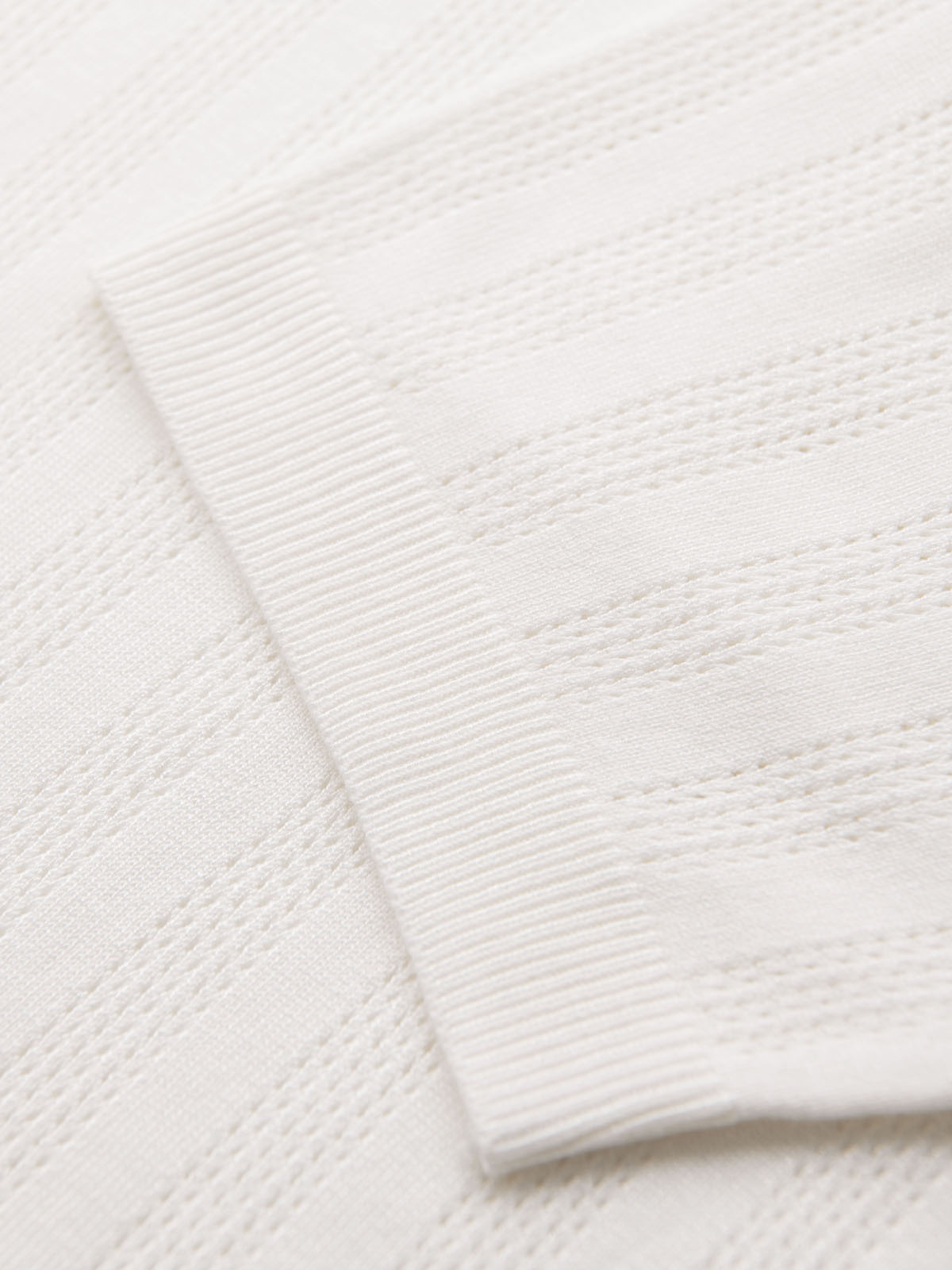 Ombre Men's openwork polo shirt with zipper at neckline - white