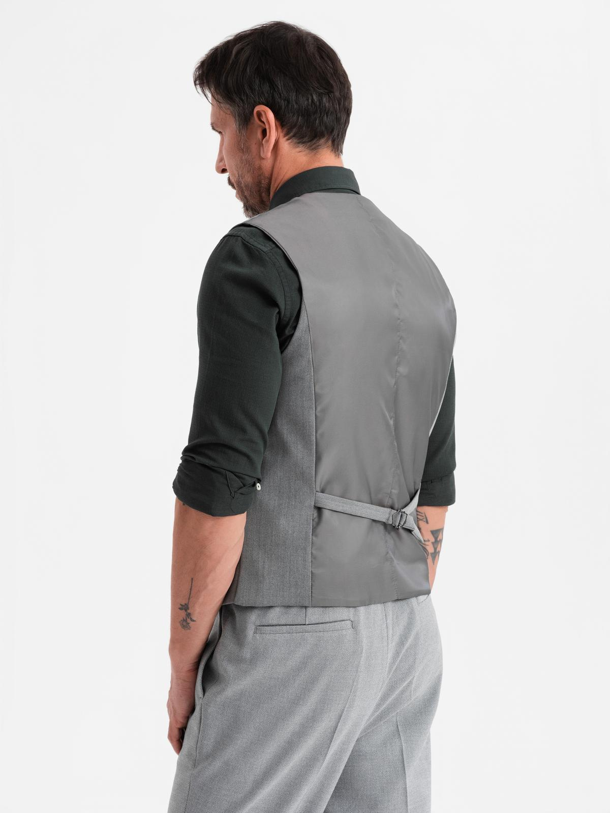 Ombre Elegant men&#039;s SLIM FIT herringbone vest - grey