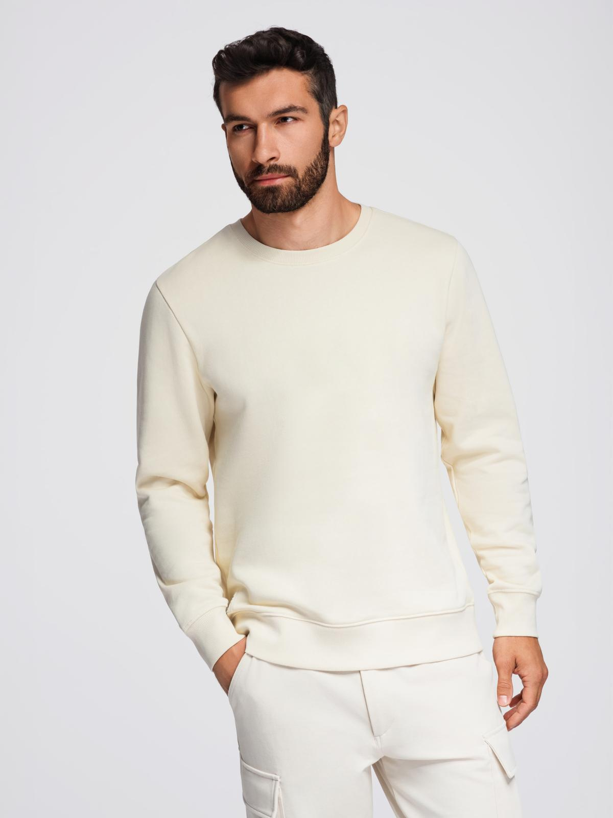Ombre BASIC men&#039;s sweatshirt with round neckline - cream