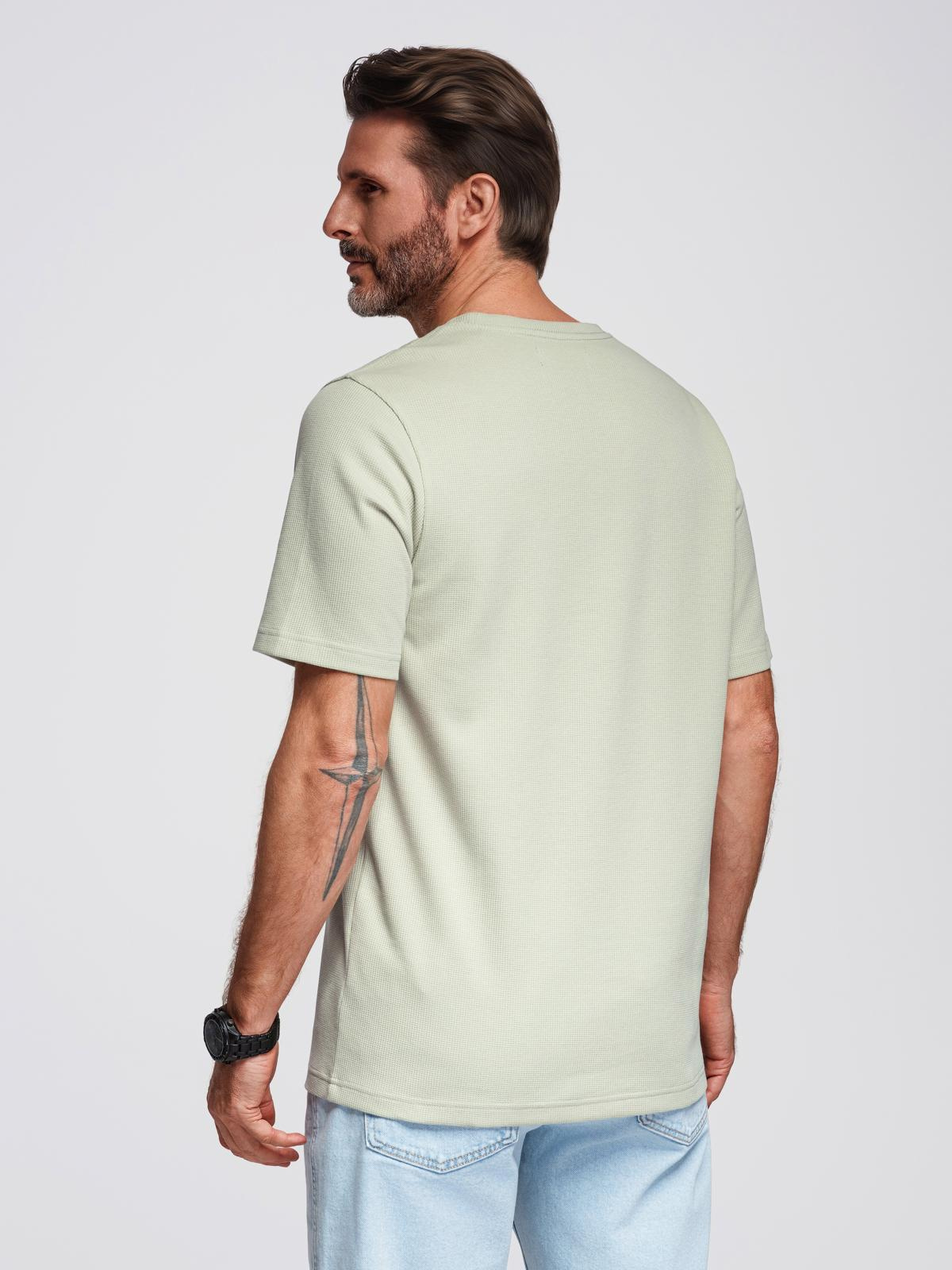 Ombre Men's waffle-textured T-shirt with round neckline - pistachio