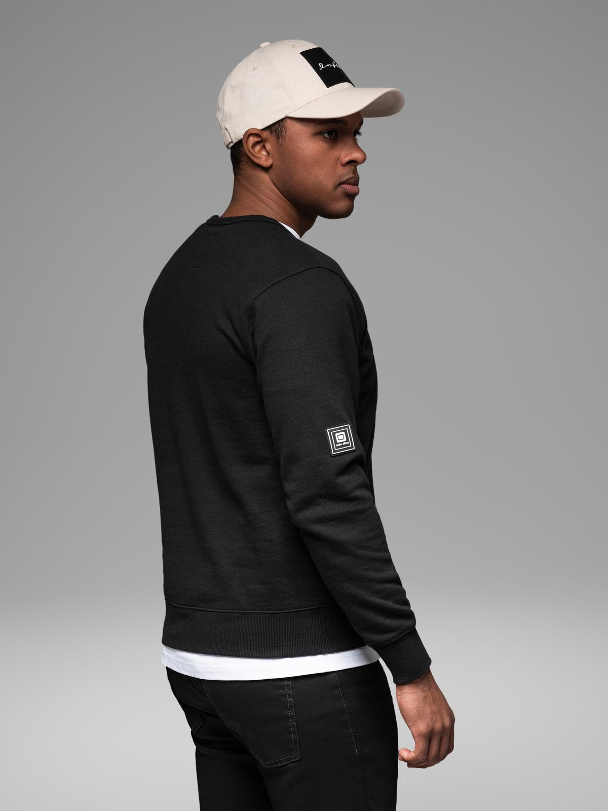 Ombre Men&#039;s sweatshirt with decorative front zips - black