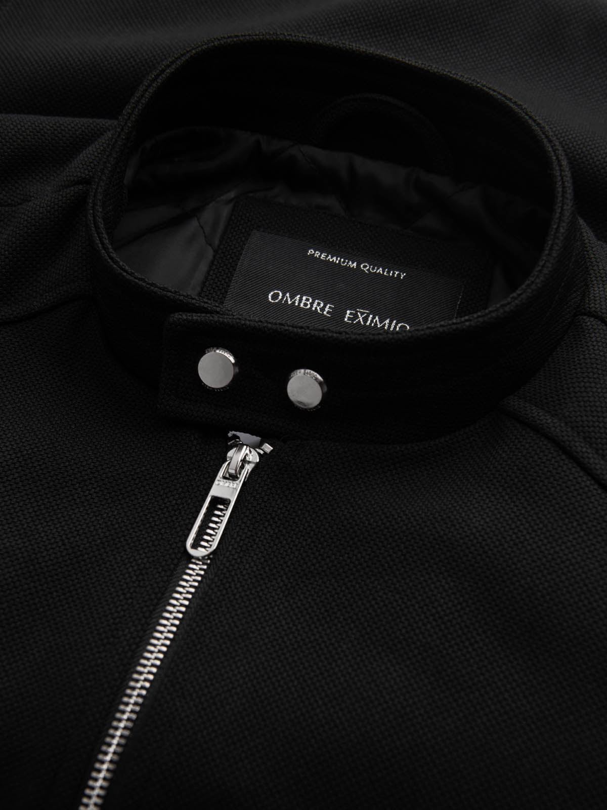 Ombre Men&#039;s biker jacket with collar and pockets - black