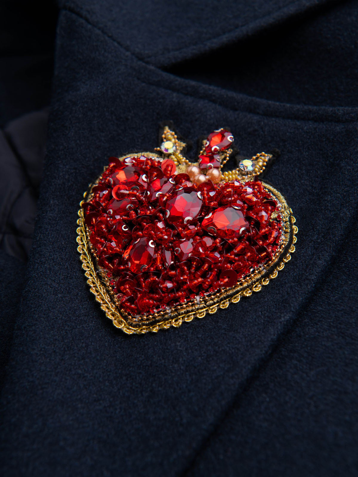 Ombre Men's double-breasted coat with wool and decorative appliqués -