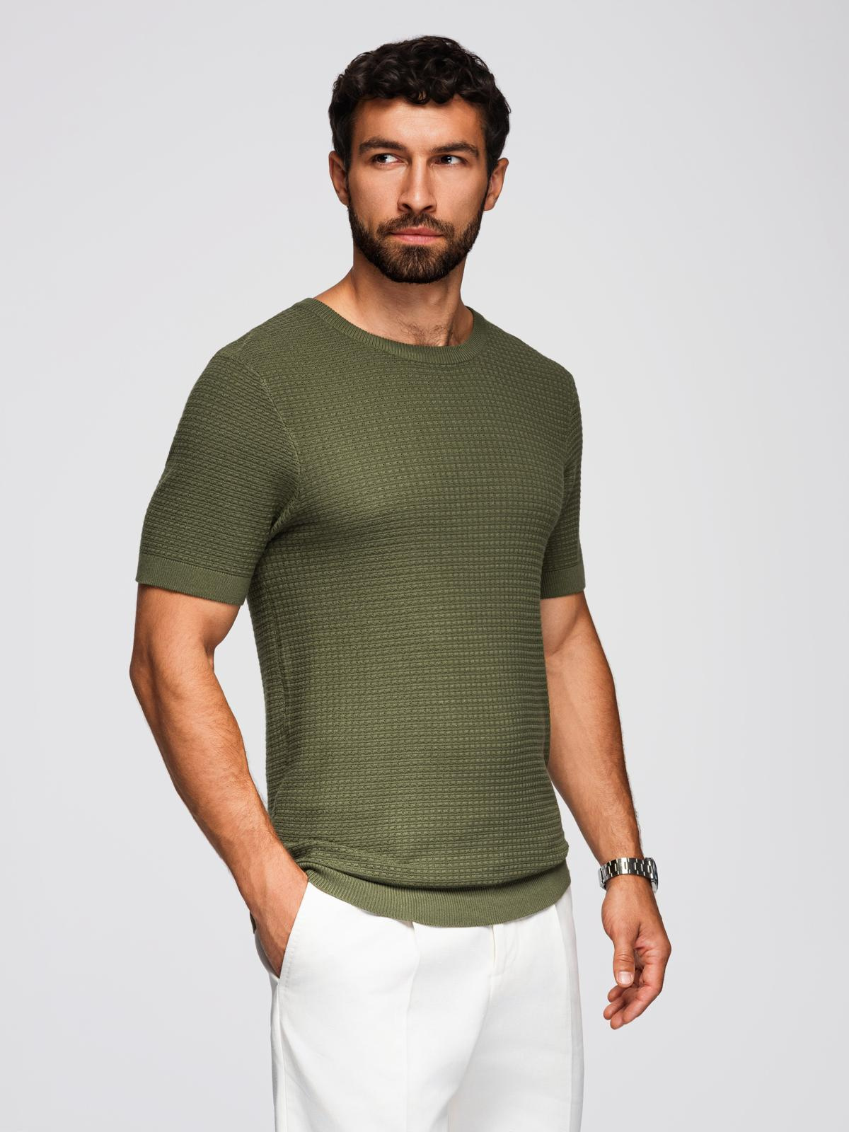 Ombre Structured knitted shirt for men - olive