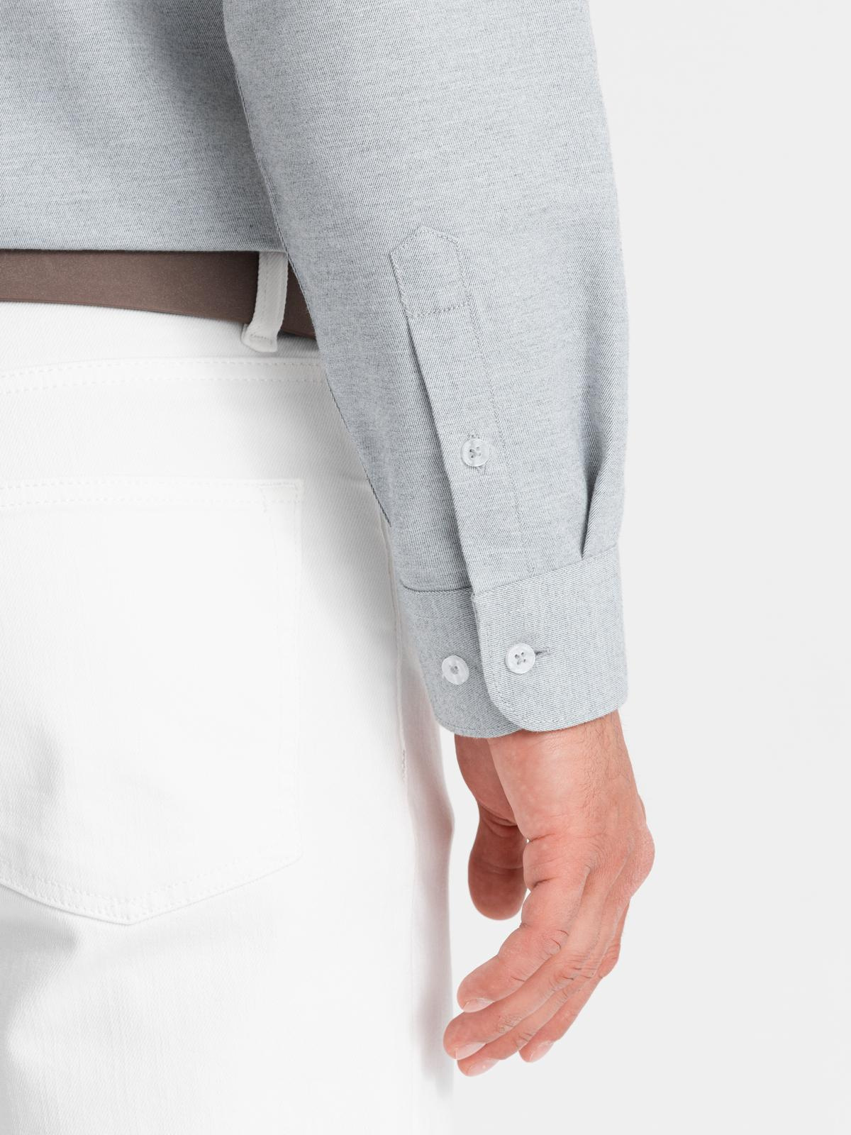 Ombre Men's shirt with pocket REGULAR FIT - light grey melange