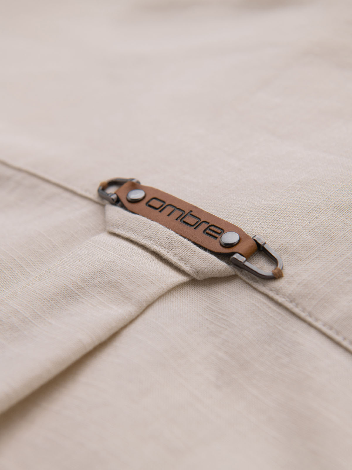 Ombre Men's linen shirt with classic collar and pockets REGULAR FIT - cream