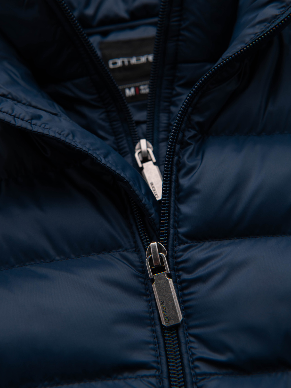 Ombre Men&#039;s quilted jacket with two fasteners - navy blue