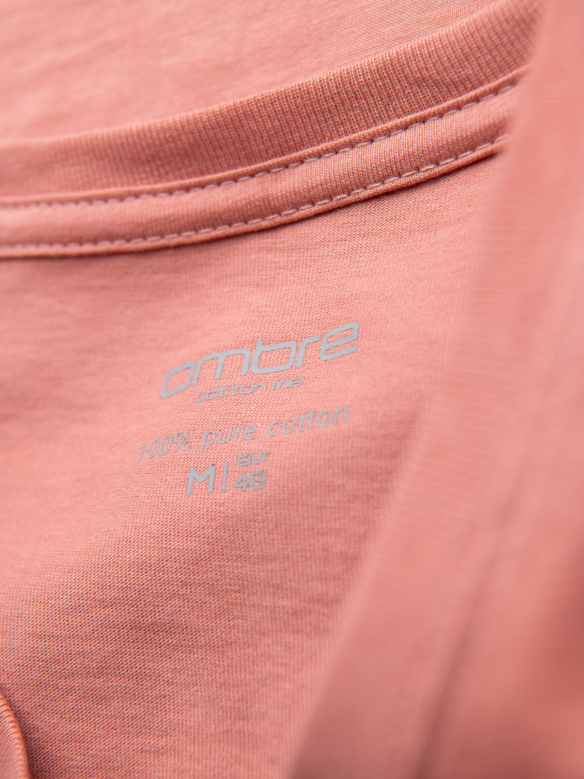 Ombre BASIC men's classic cotton tee-shirt with a v-neck - pink