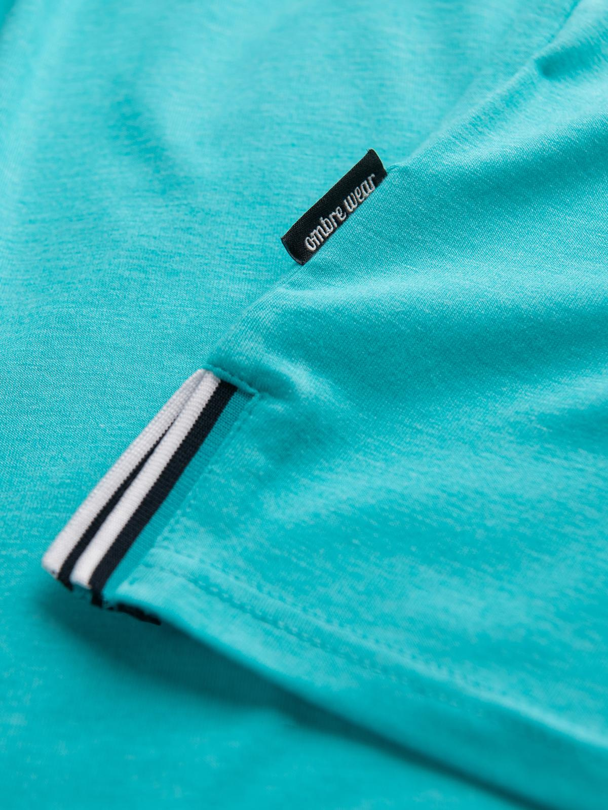 Ombre Men's henley t-shirt with decorative ribbing - turquoise