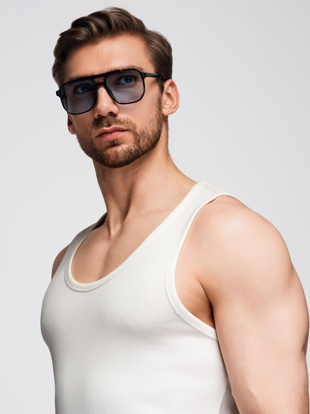 Ombre Men's cotton basic t-shirt with straps - white