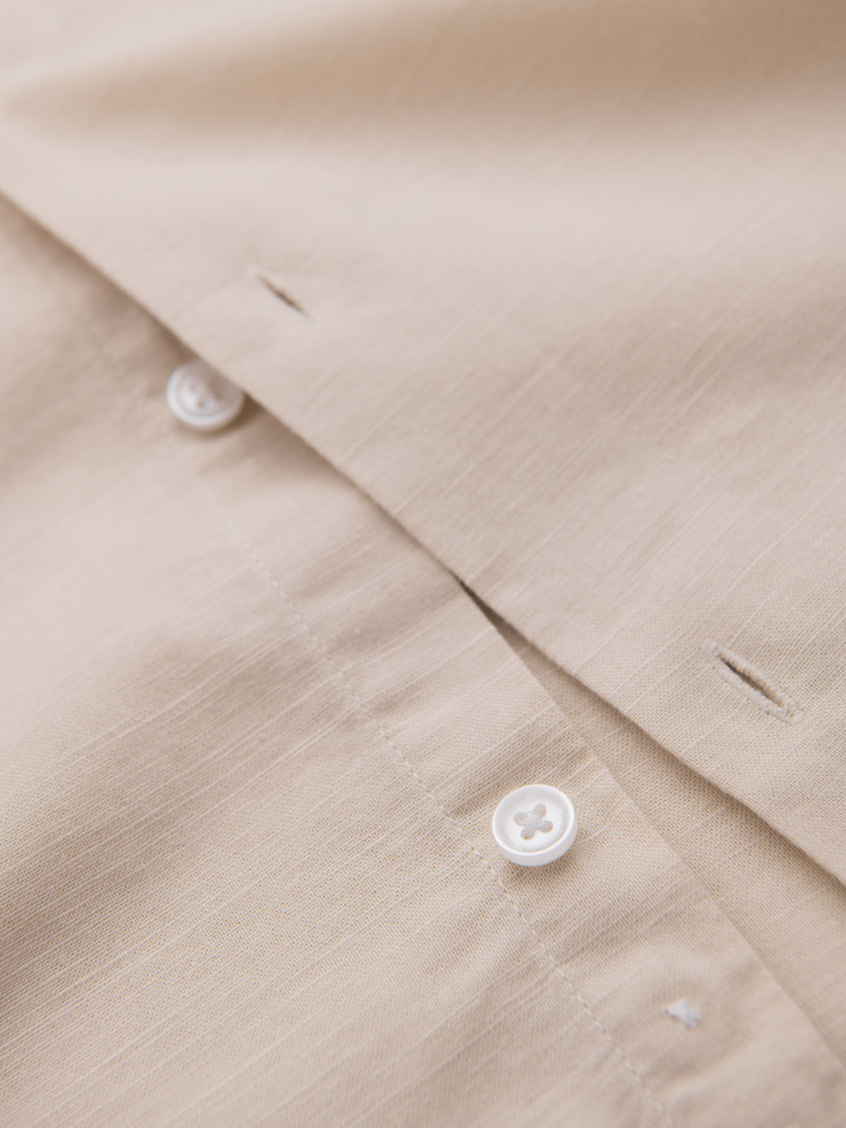 Ombre Men's linen shirt with collar and pocket REGULAR FIT - cream