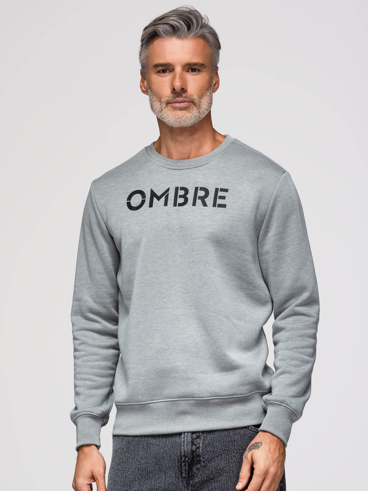 Ombre Classic men's sweatshirt with inscription - gray melange