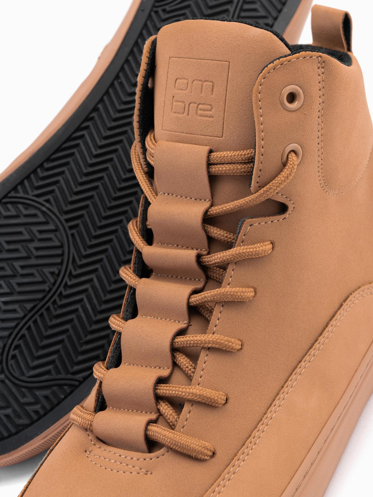 Ombre Men&#039;s ankle sneaker boots with decorative tabs - brown