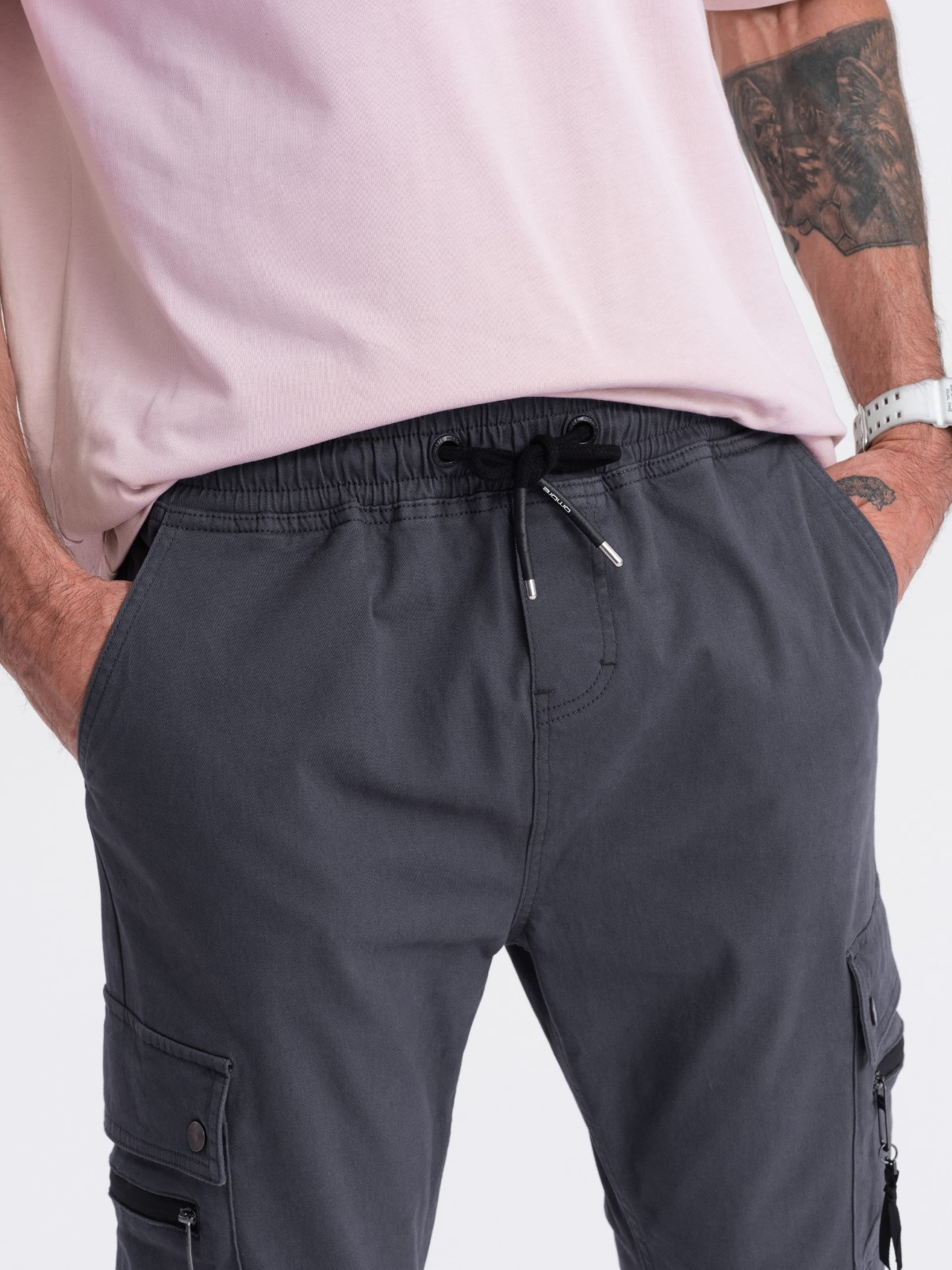 Ombre Men's JOGGER pants with zippered cargo pockets - graphite