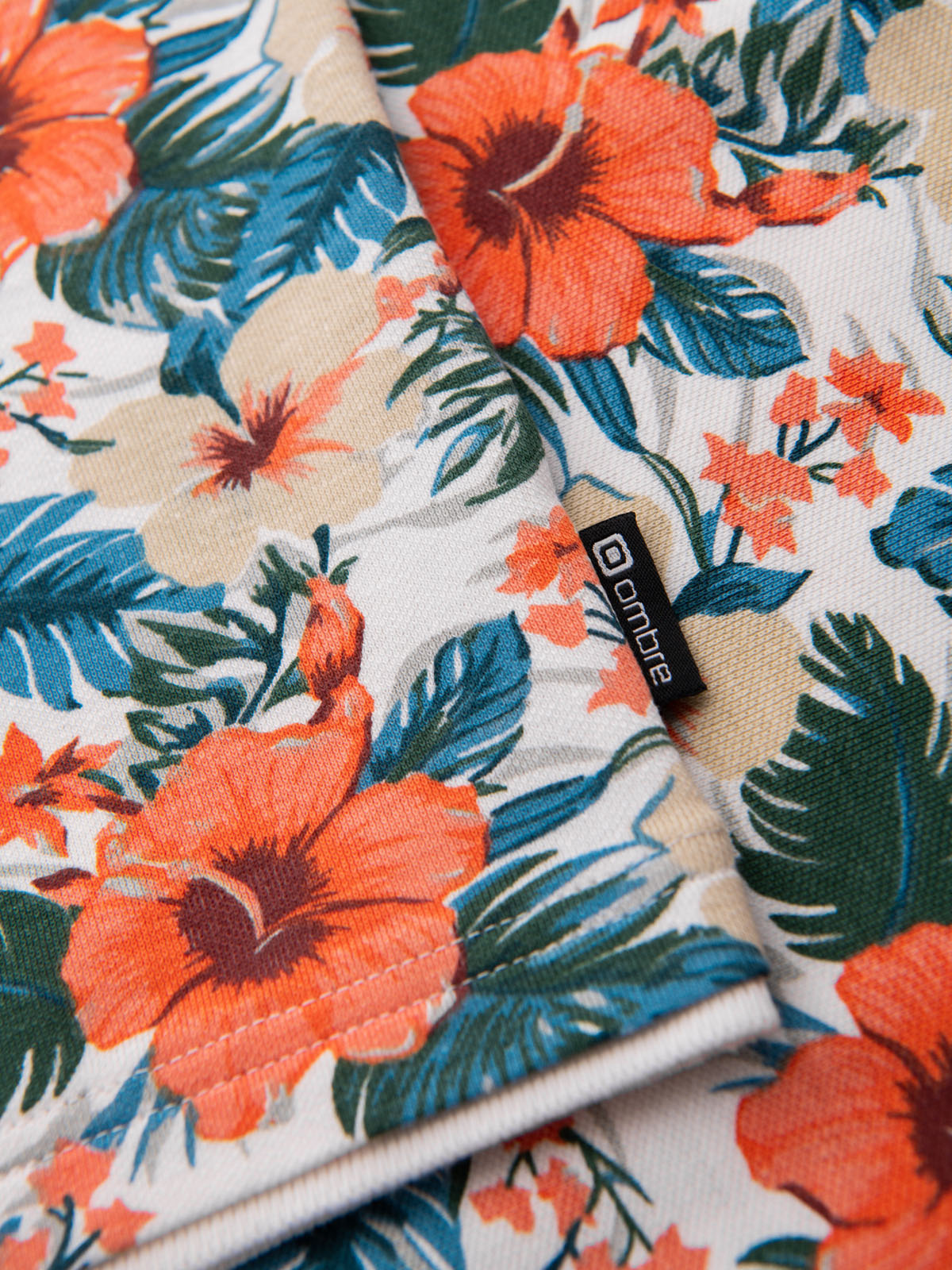 Ombre Cotton polo shirt with floral print - white