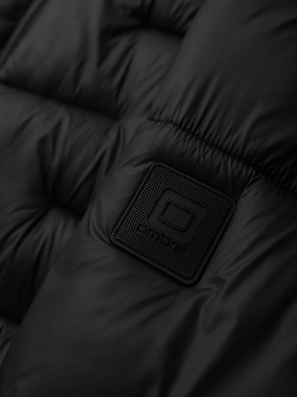 Ombre Men&#039;s quilted puffer jacket with hood - black