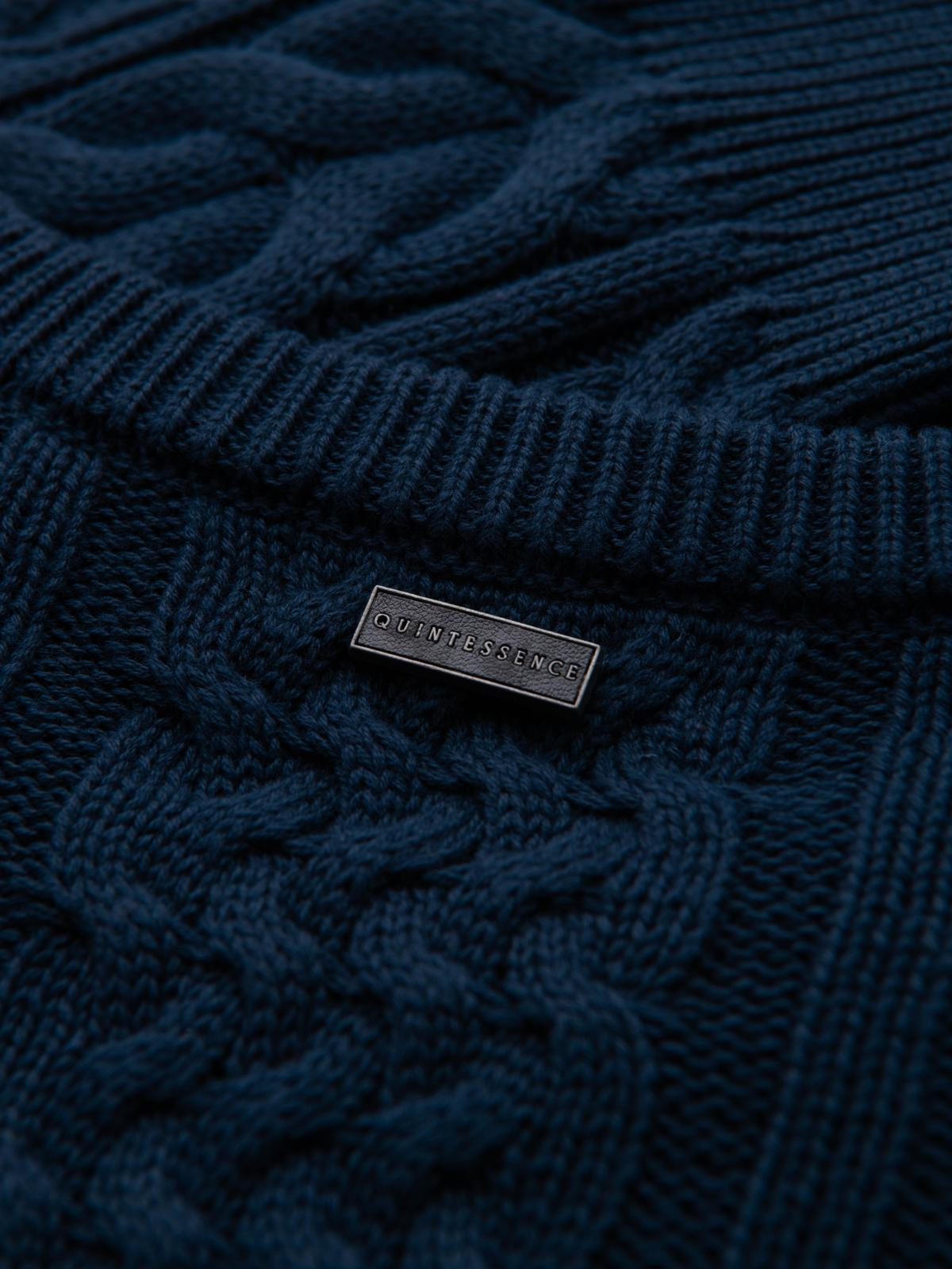 Ombre Men&#039;s elegant sweater with interesting weave - navy blue