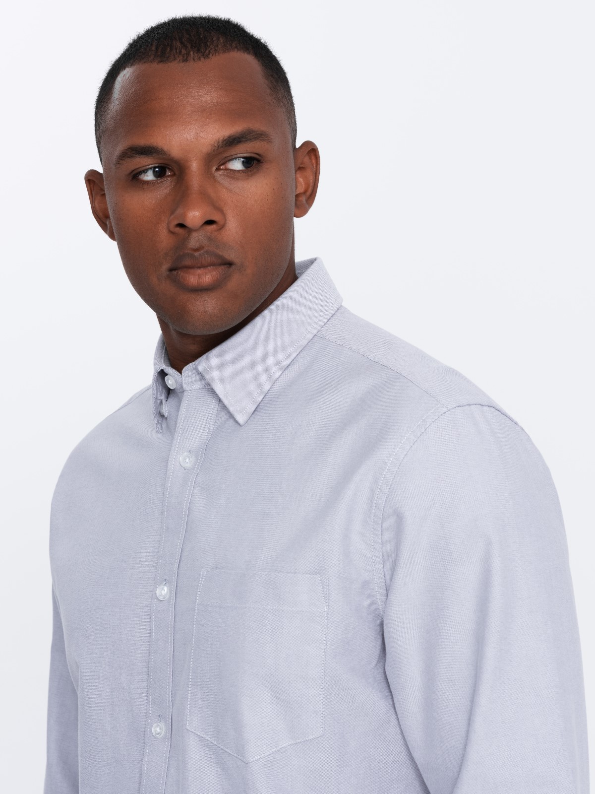 Ombre Elegant men&#039;s oxford shirt with embroidery and pocket - blue