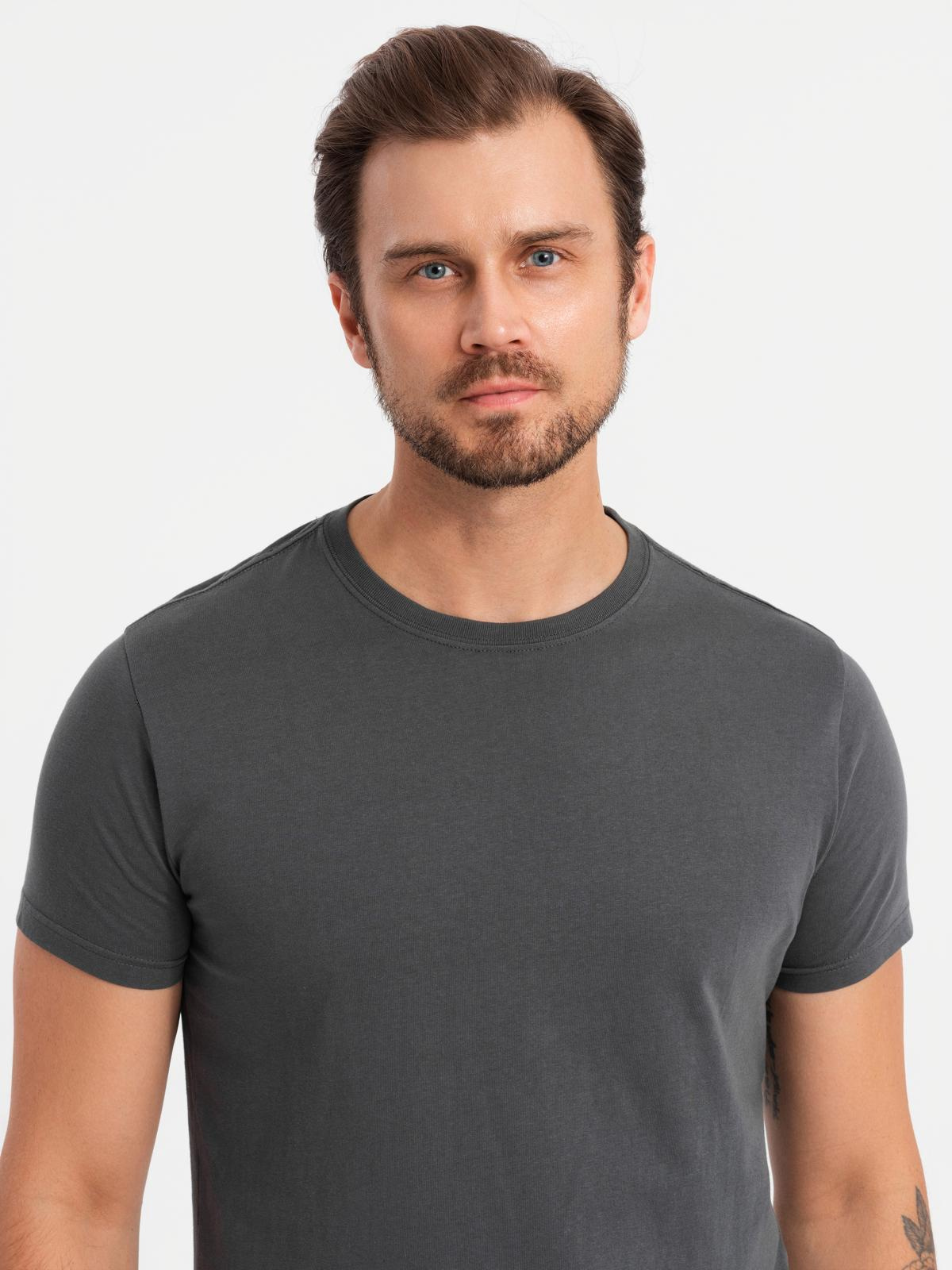 Ombre BASIC men's cotton shirt set with round neckline - white/graphite/blue denim