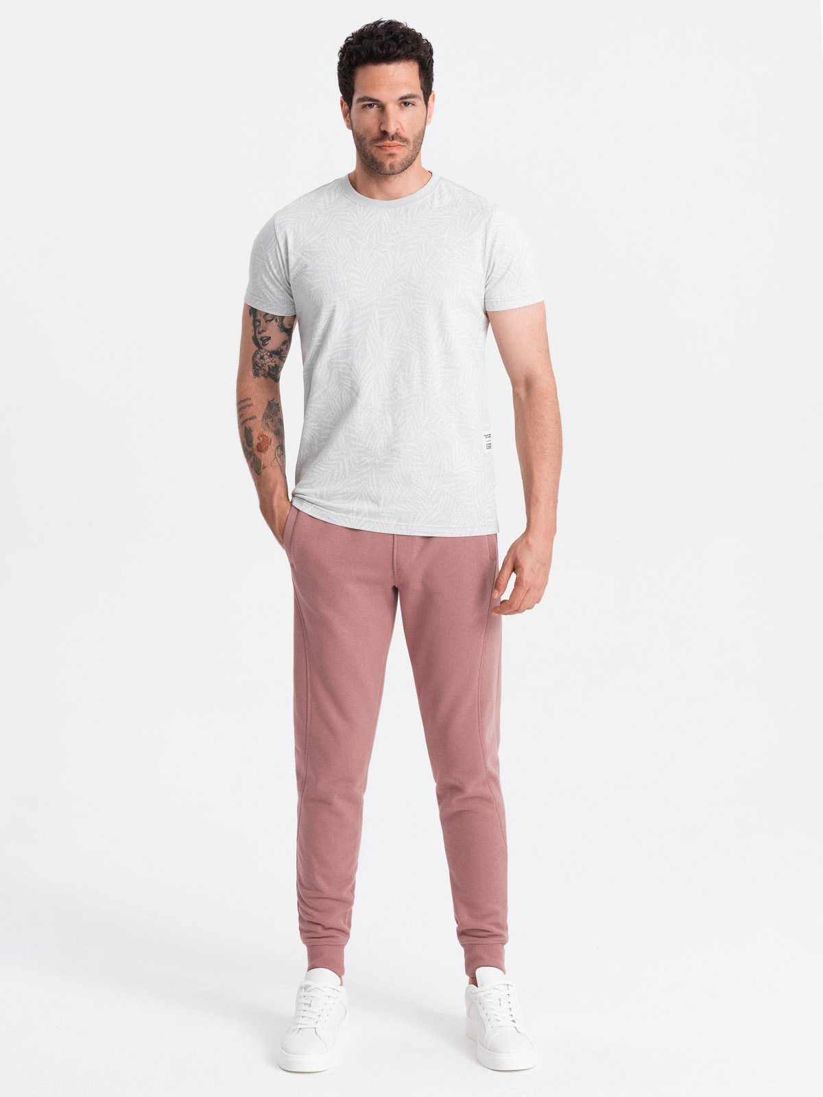 Ombre Men's BASIC cotton jogger sweatpants - dark pink