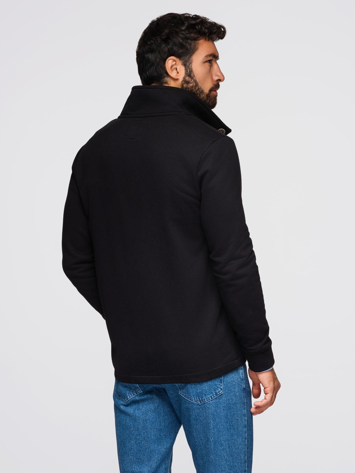 Ombre Men's button-down sweatshirt with stand-up collar - black