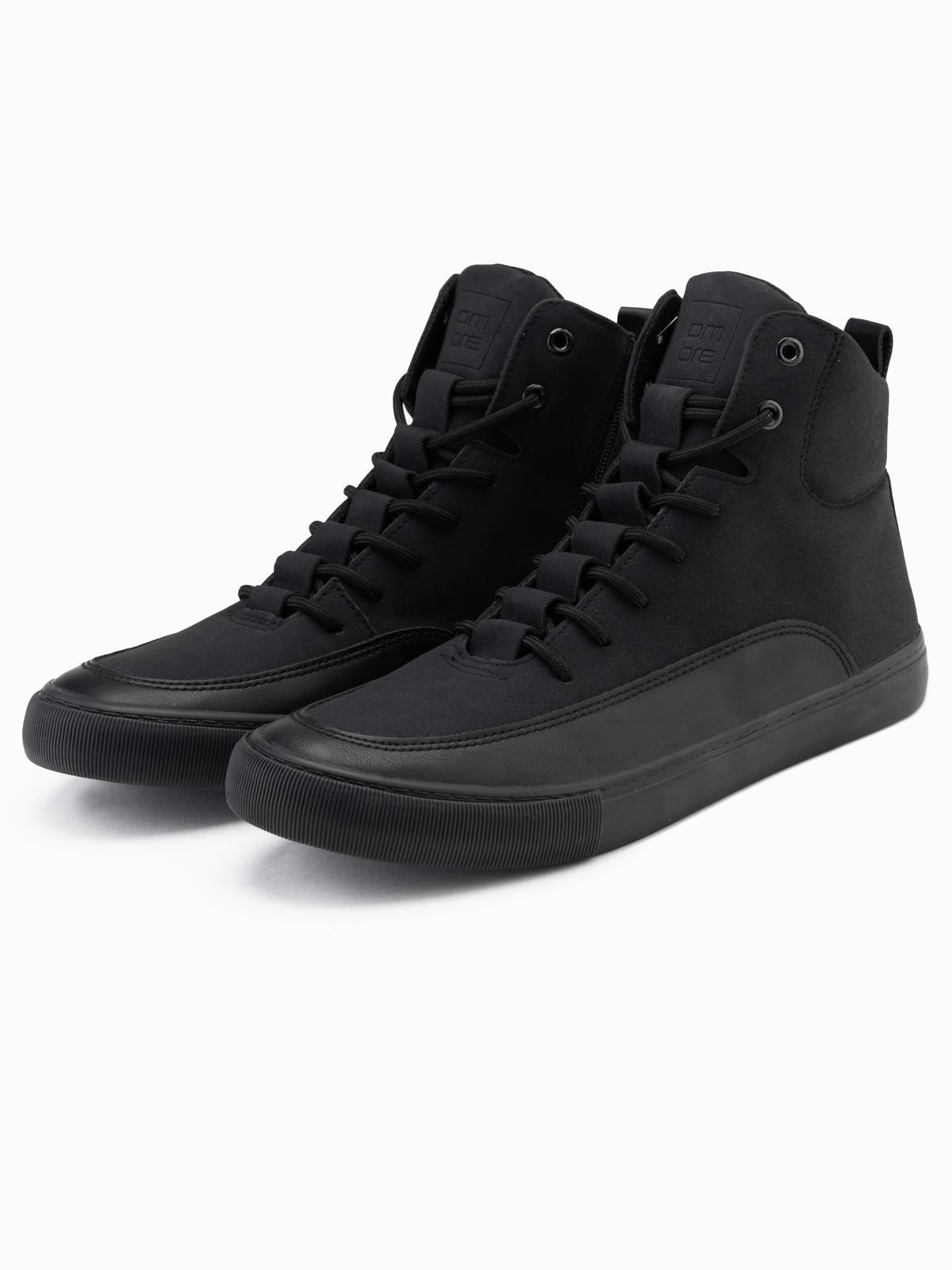 Ombre Men&#039;s ankle sneakers shoes with decorative tabs - black