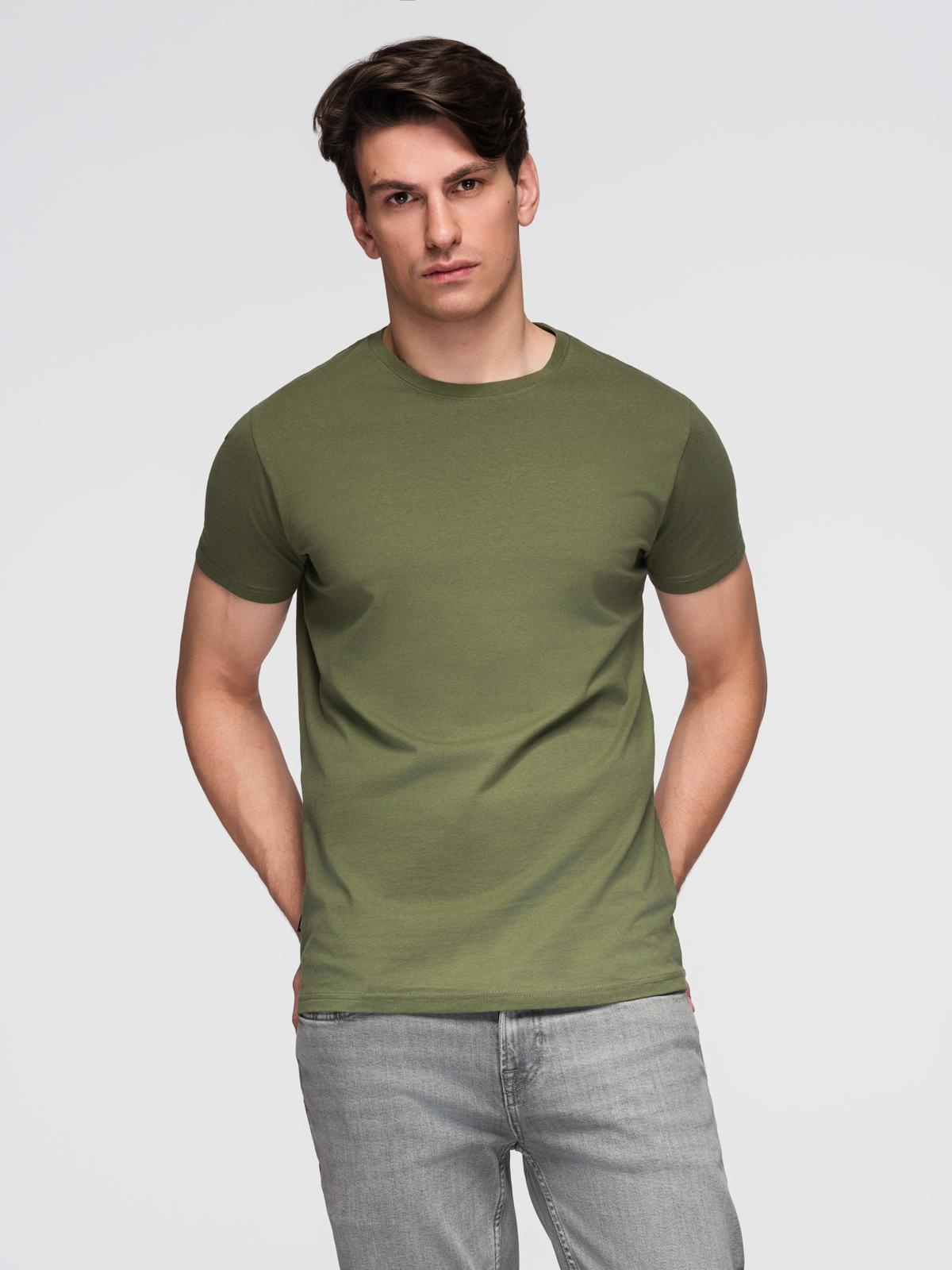 Ombre BASIC men's classic cotton T-shirt - khaki