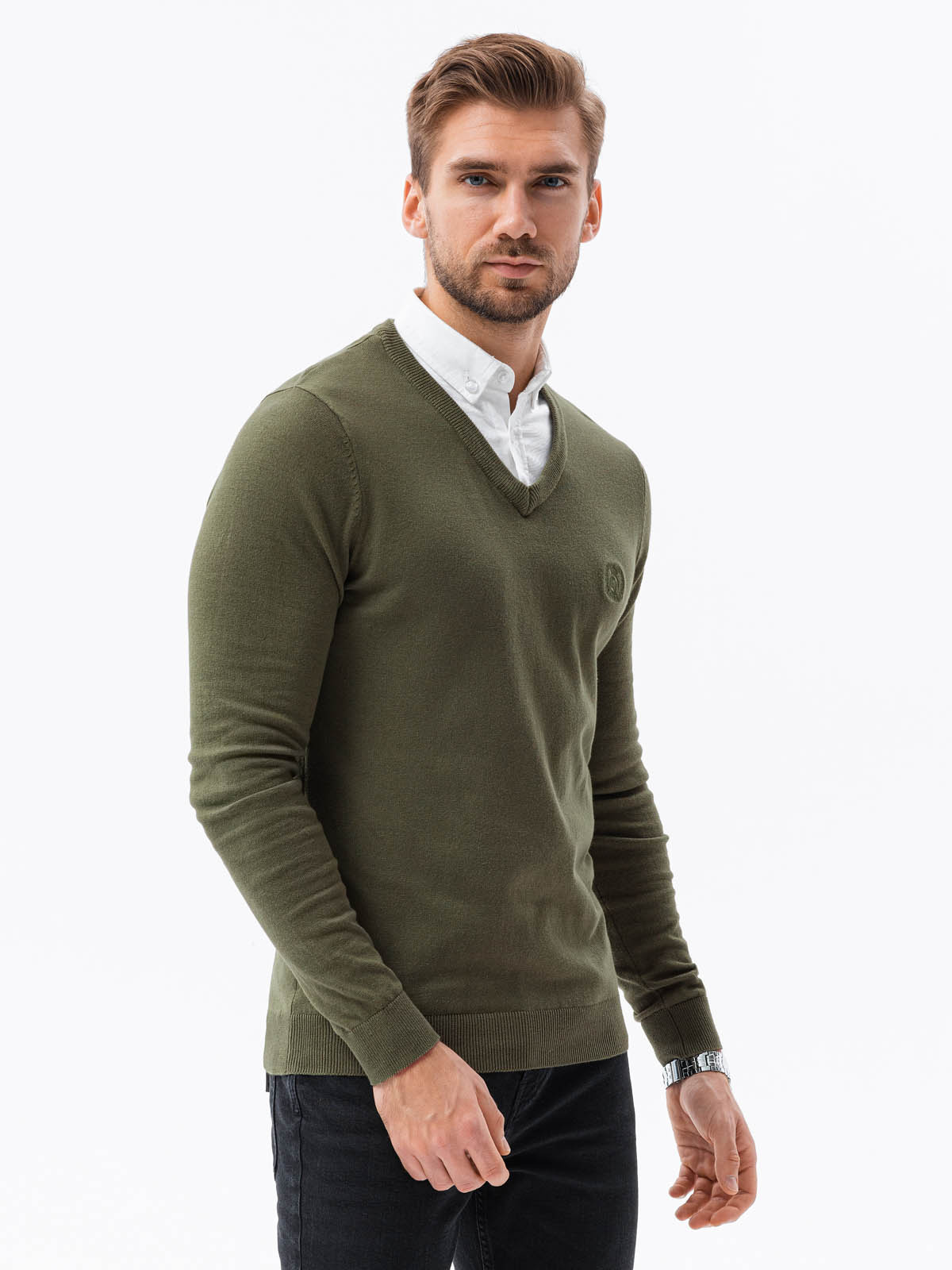 Ombre Men's Sweater With White Collar