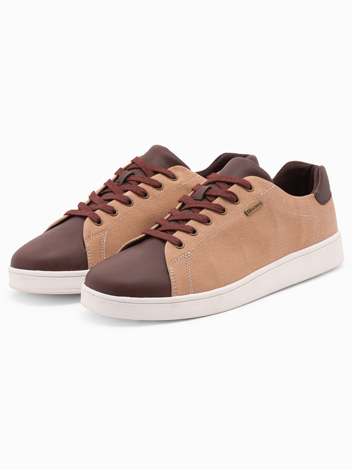 Ombre Men's shoes sneakers with combined materials - brown