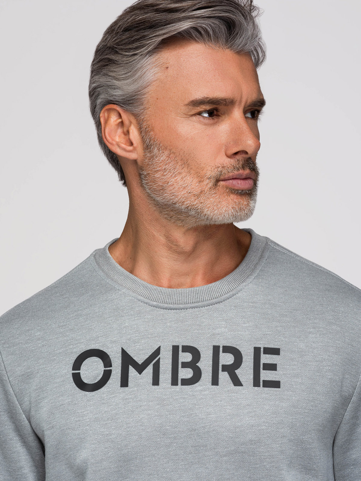 Ombre Classic men's sweatshirt with inscription - gray melange