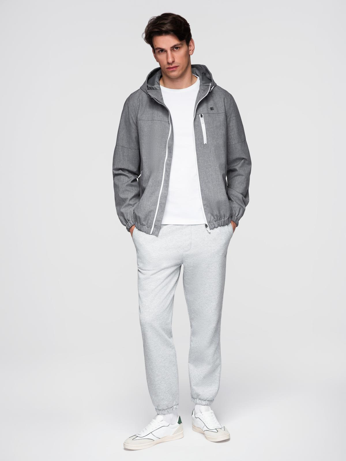 Ombre Men&#039;s lightweight sports jacket with fleece lining - gray