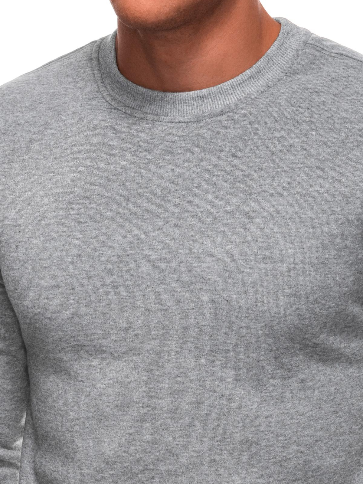 Edoti Men&#039;s solid BASIC round neck sweatshirt - grey melange